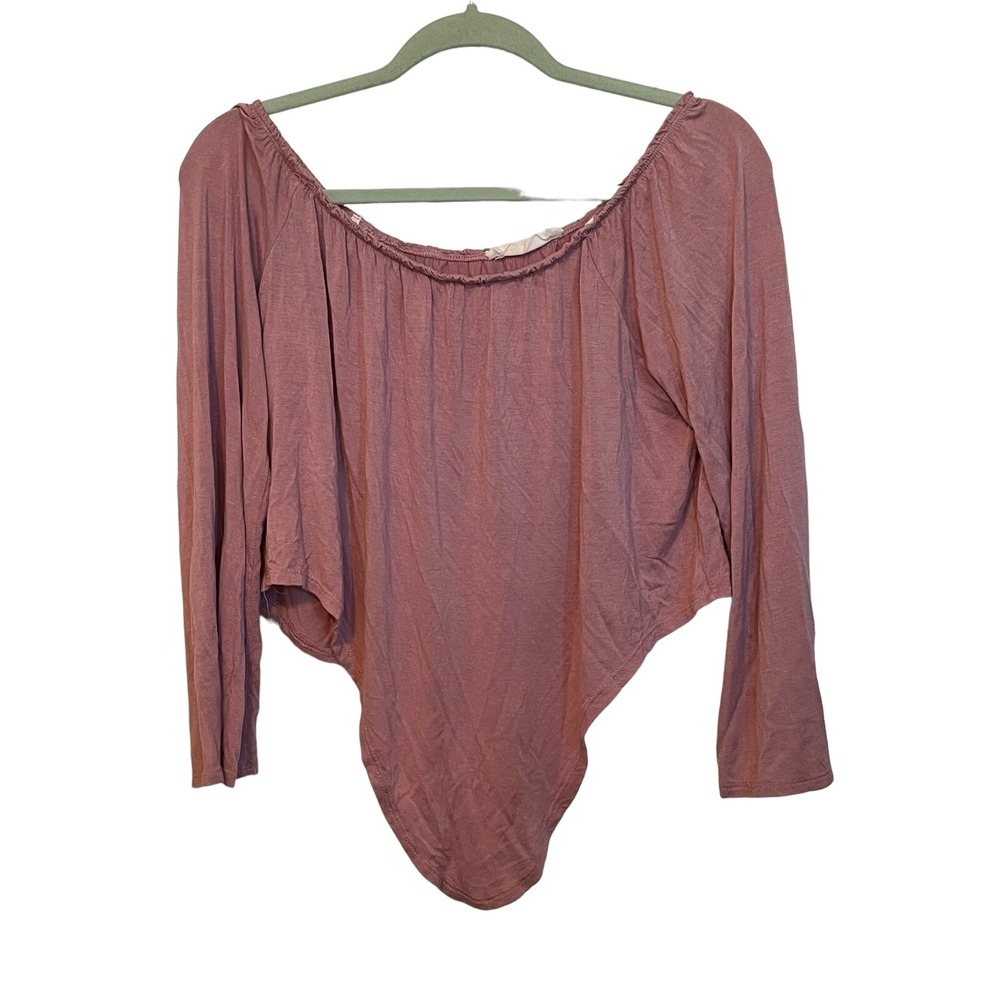 Twinkle Women's Large Pink Long Sleeve Cropped Flowy Blouse High Low Shirt